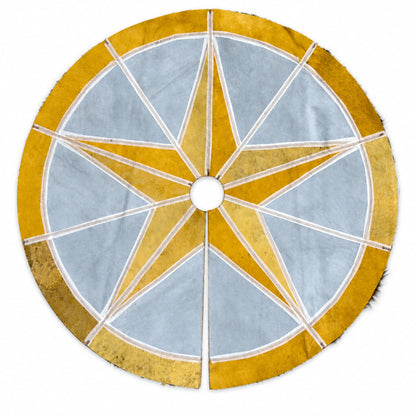Leather Christmas Tree Skirt | Brown & White – Bison & Cowhide, 3.5 & 5 Ft – back