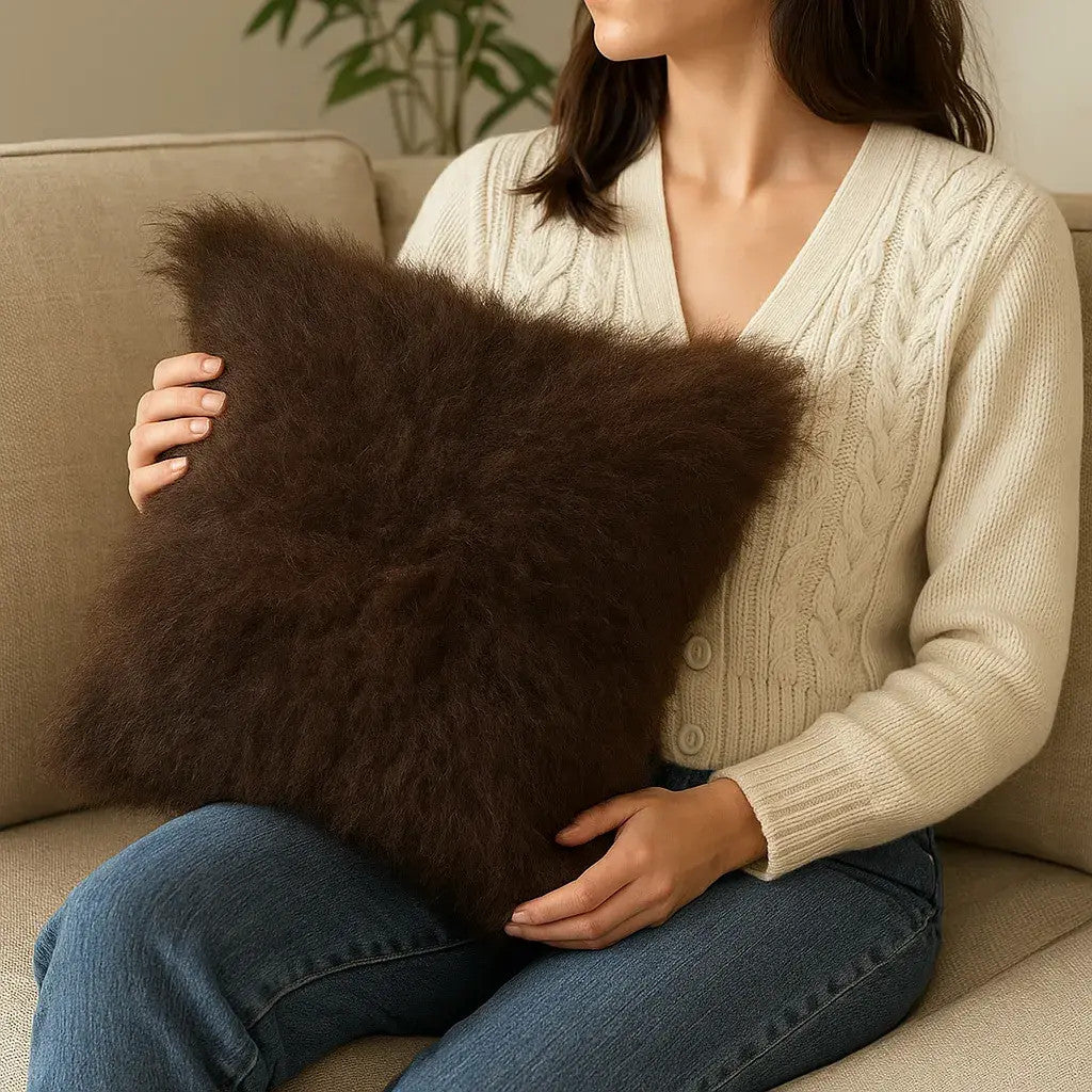 Bison Hair-On Hide Pillow Cover Entire Design - Premium Quality