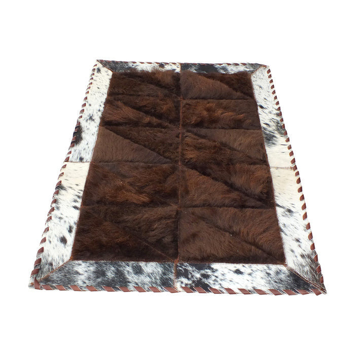 Cowhide / Bison Rug Patchwork Rectangular - Rustic Decor - Premium Quality 2x3 Feet