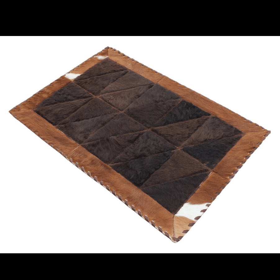 Cowhide / Bison Rug Patchwork Rectangular - Rustic Decor - Premium Quality 2x3 Feet
