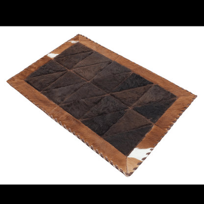 Cowhide / Bison Rug Patchwork Rectangular - Rustic Decor - Premium Quality 2x3 Feet