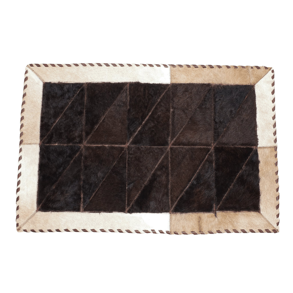 Cowhide / Bison Rug Patchwork Rectangular - Rustic Decor - Premium Quality 2x3 Feet