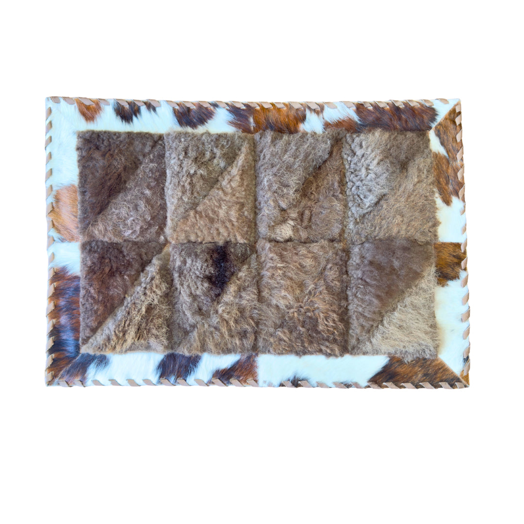 Cowhide / Bison Rug Patchwork Rectangular - Rustic Decor - Premium Quality 2x3 Feet