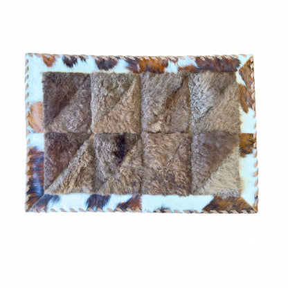 Cowhide / Bison Rug Patchwork Rectangular - Rustic Decor - Premium Quality 2x3 Feet