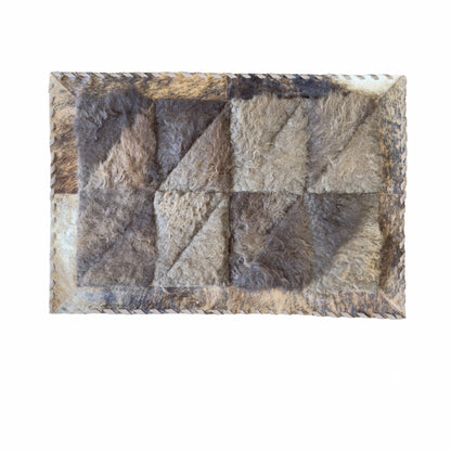 Cowhide / Bison Rug Patchwork Rectangular - Rustic Decor - Premium Quality 2x3 Feet