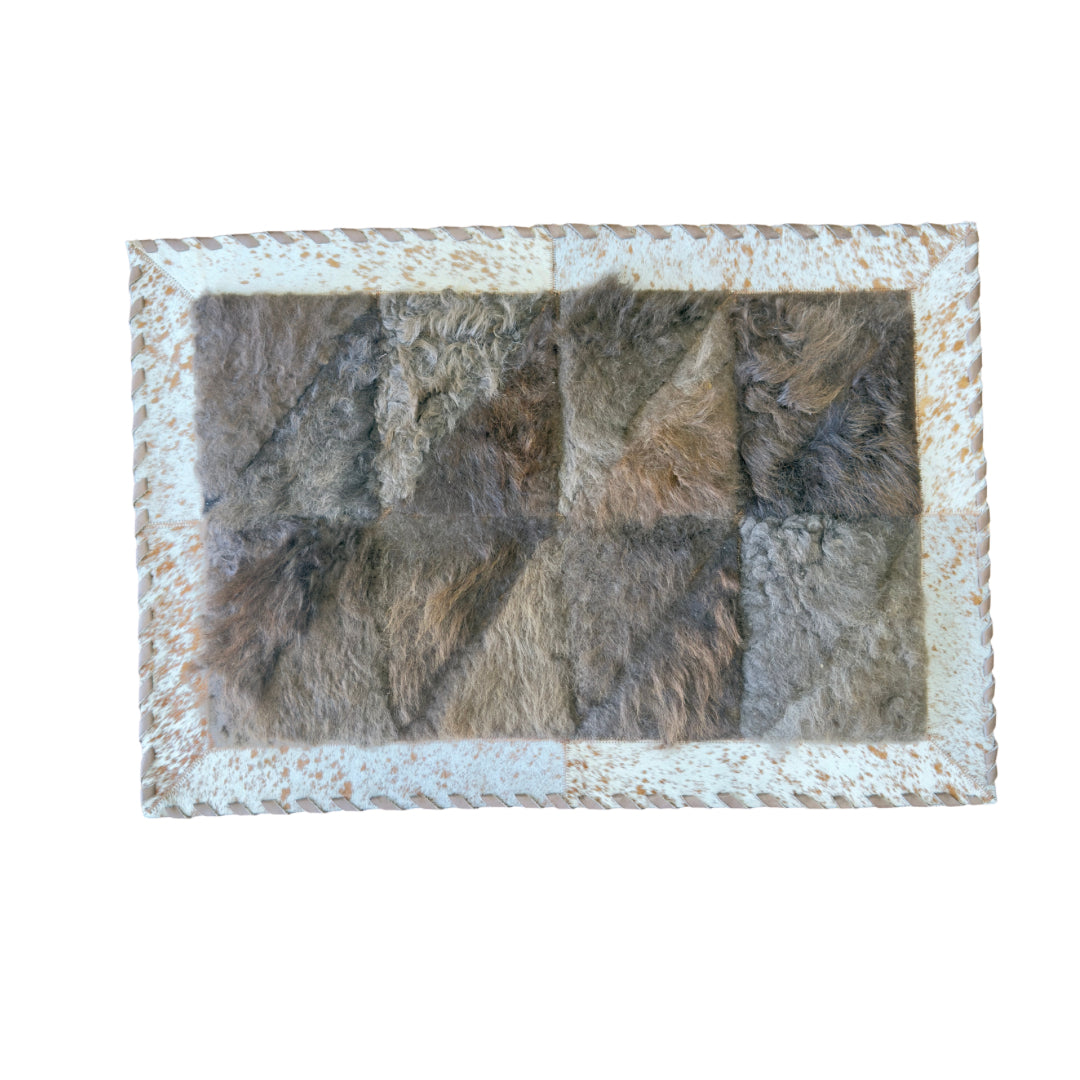 Cowhide / Bison Rug Patchwork Rectangular - Rustic Decor - Premium Quality 2x3 Feet