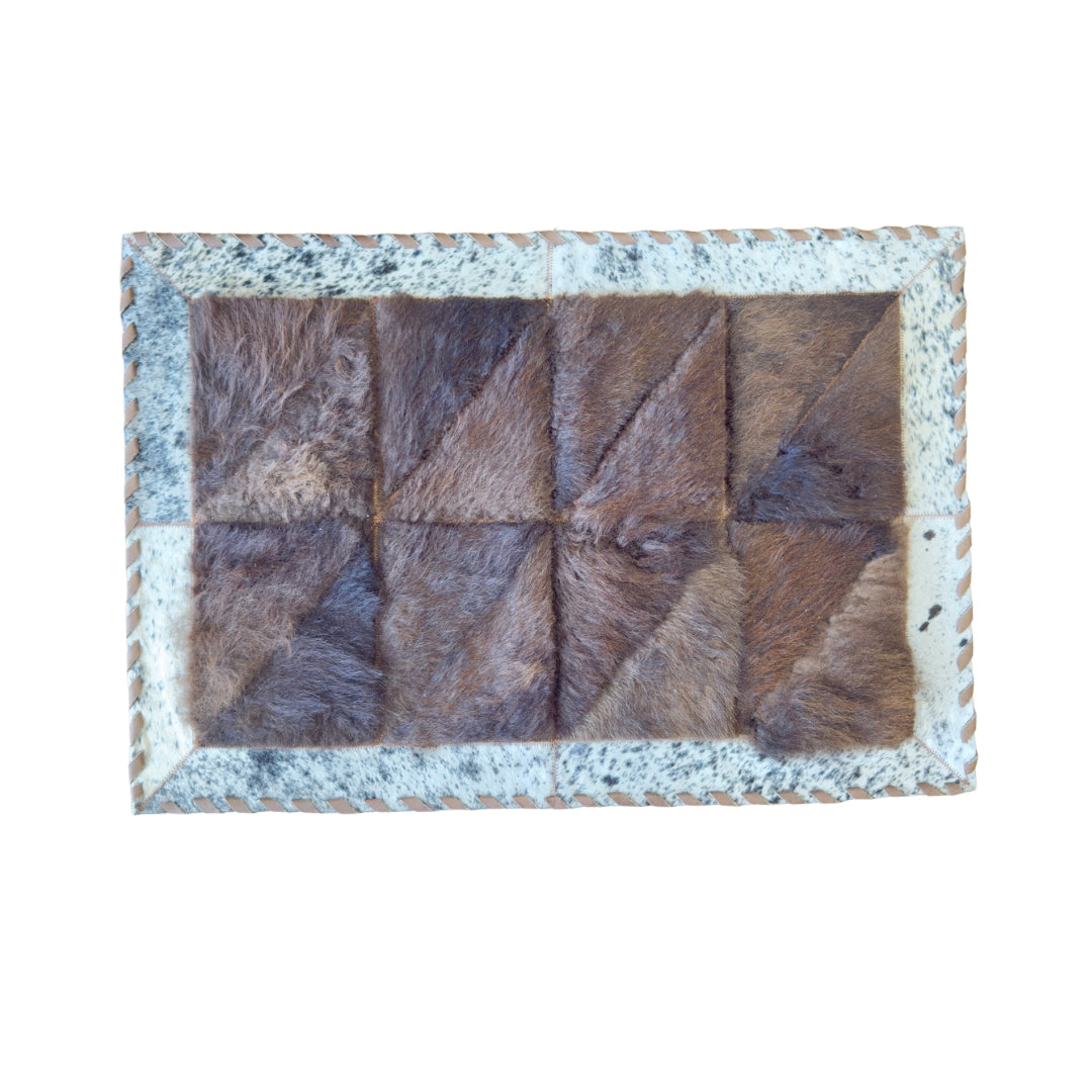 Cowhide / Bison Rug Patchwork Rectangular - Rustic Decor - Premium Quality 2x3 Feet