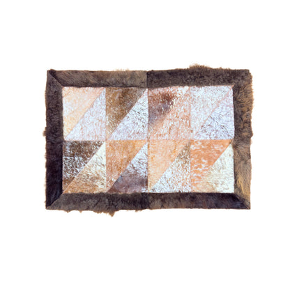 Cowhide / Bison Rug Patchwork Rectangular - Rustic Decor - Premium Quality 2x3 Feet