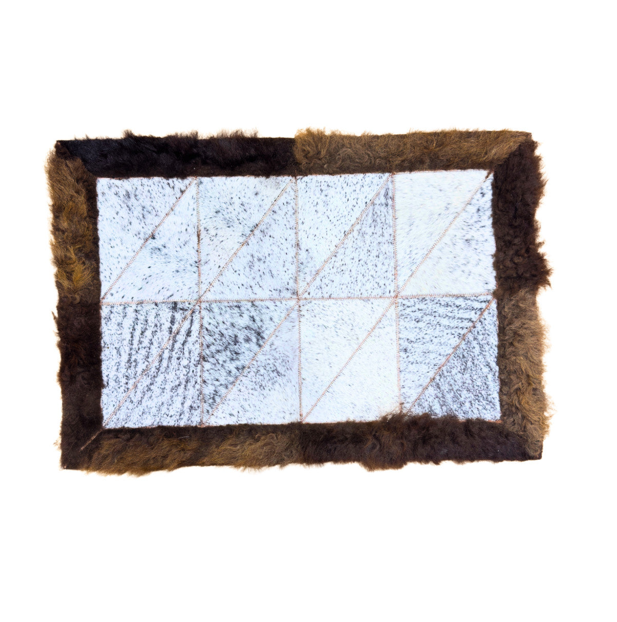 Cowhide / Bison Rug Patchwork Rectangular - Rustic Decor - Premium Quality 2x3 Feet