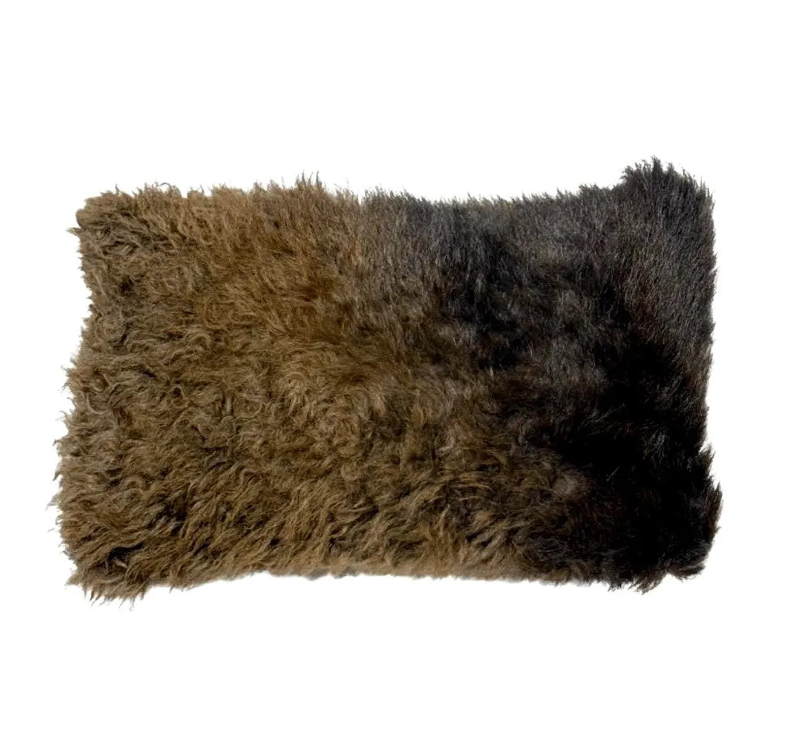 Genuine Hair-on Bison Pillow Cover | Natural Curly Texture – 20"×12"