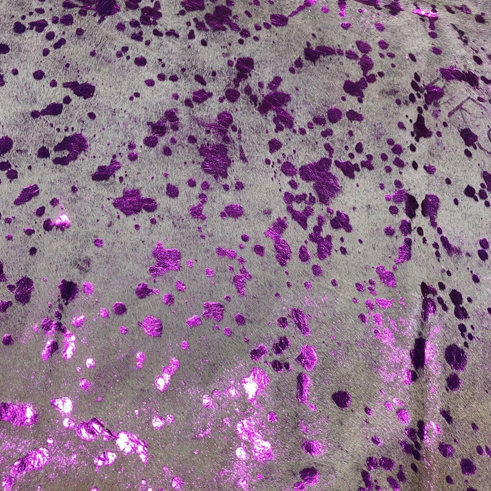 Cowhide Hair-On Metallic Rug Good Second Grade Large