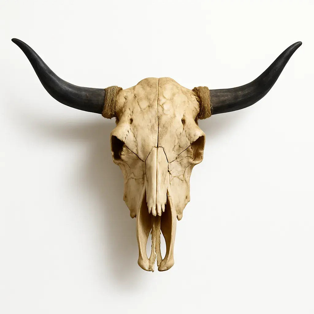 Authentic Texas Longhorn Skull | Real Bone with High-Polish Curved Horns – 4 ft Horn Span