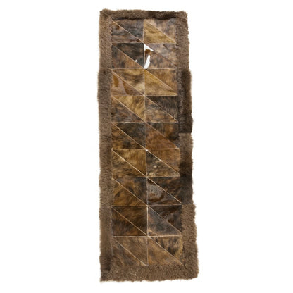 Bison & Cowhide & Rectangular Rug | Handcrafted Patchwork Hair-On – 2x6 ft