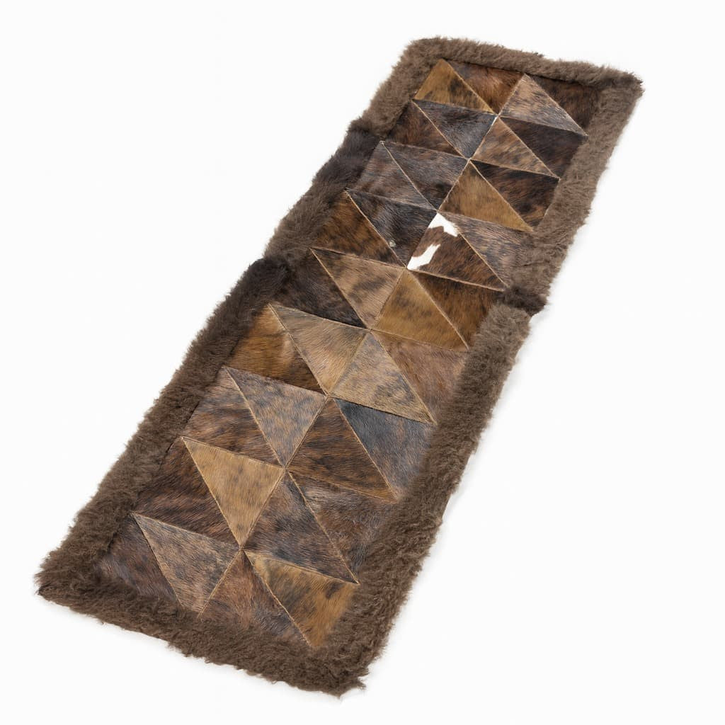 Bison & Cowhide & Rectangular Rug | Handcrafted Patchwork Hair-On – 2x6 ft