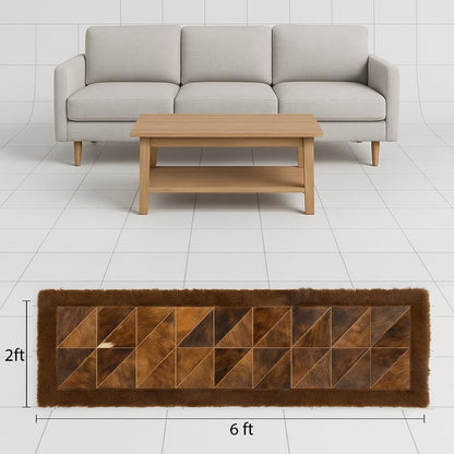 Bison & Cowhide & Rectangular Rug | Handcrafted Patchwork Hair-On – 2x6 ft