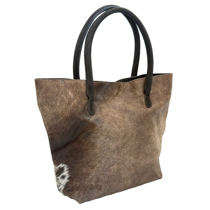 Cowhide Hair-On Tote Bag | Handcrafted Patchwork Solid Color Design – 15" x 19" Inches
