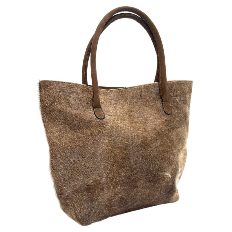 Cowhide Hair-On Tote Bag | Handcrafted Patchwork Solid Color Design – 15" x 19" Inches