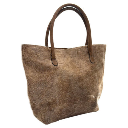 Cowhide Hair-On Tote Bag | Handcrafted Patchwork Solid Color Design – 15" x 19" Inches