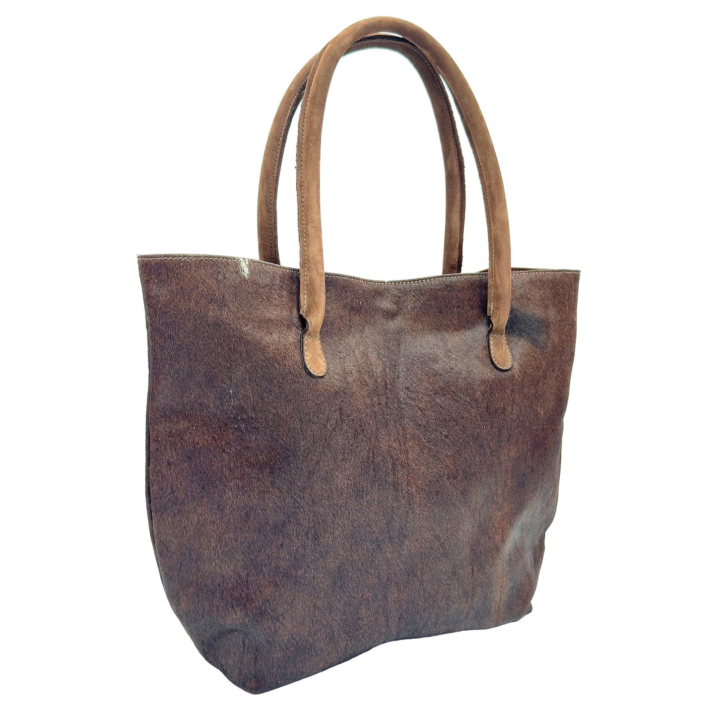 Cowhide Hair-On Tote Bag | Handcrafted Patchwork Solid Color Design – 15" x 19" Inches