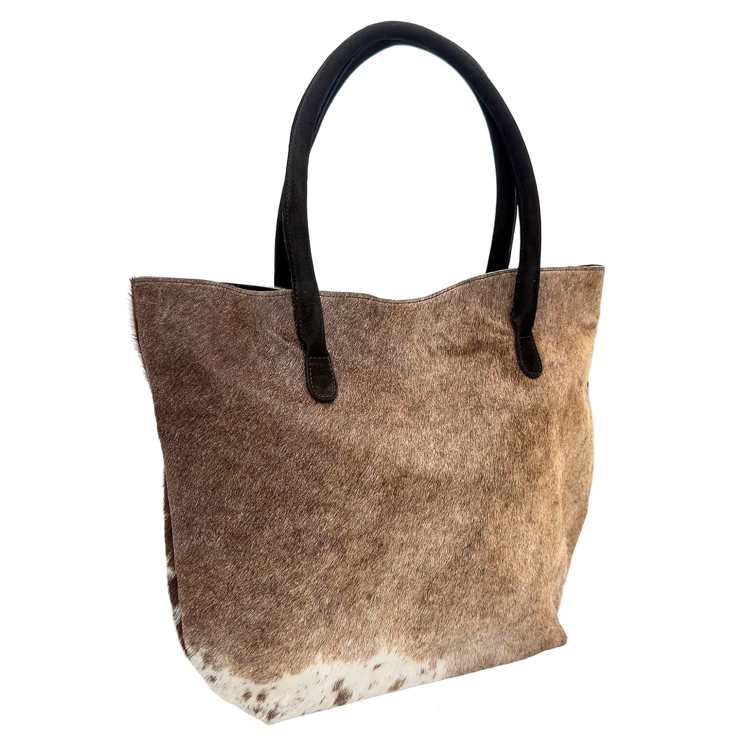 Cowhide Hair-On Tote Bag | Handcrafted Patchwork Solid Color Design – 15" x 19" Inches