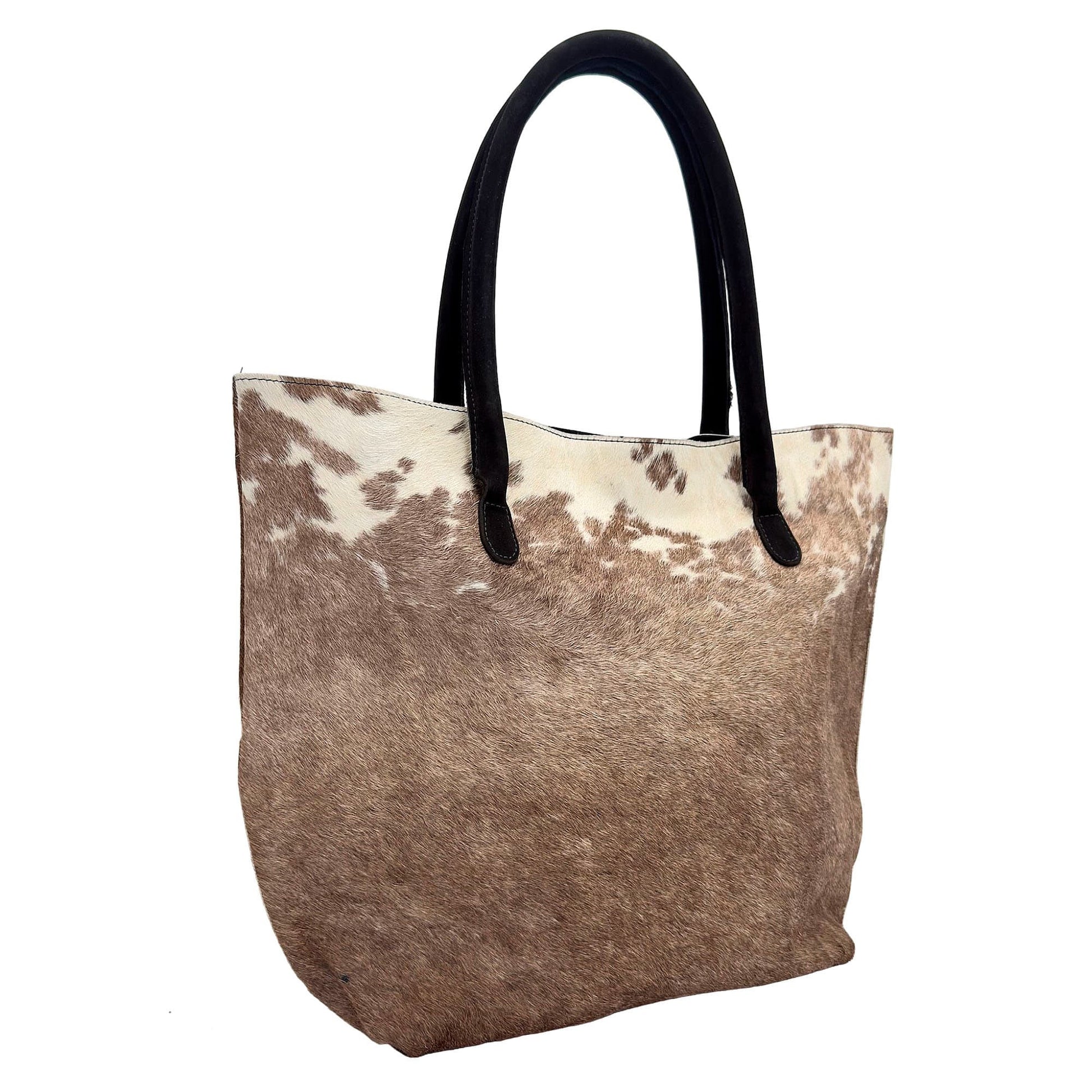 Cowhide Hair-On Tote Bag | Handcrafted Patchwork Solid Color Design – 15" x 19" Inches