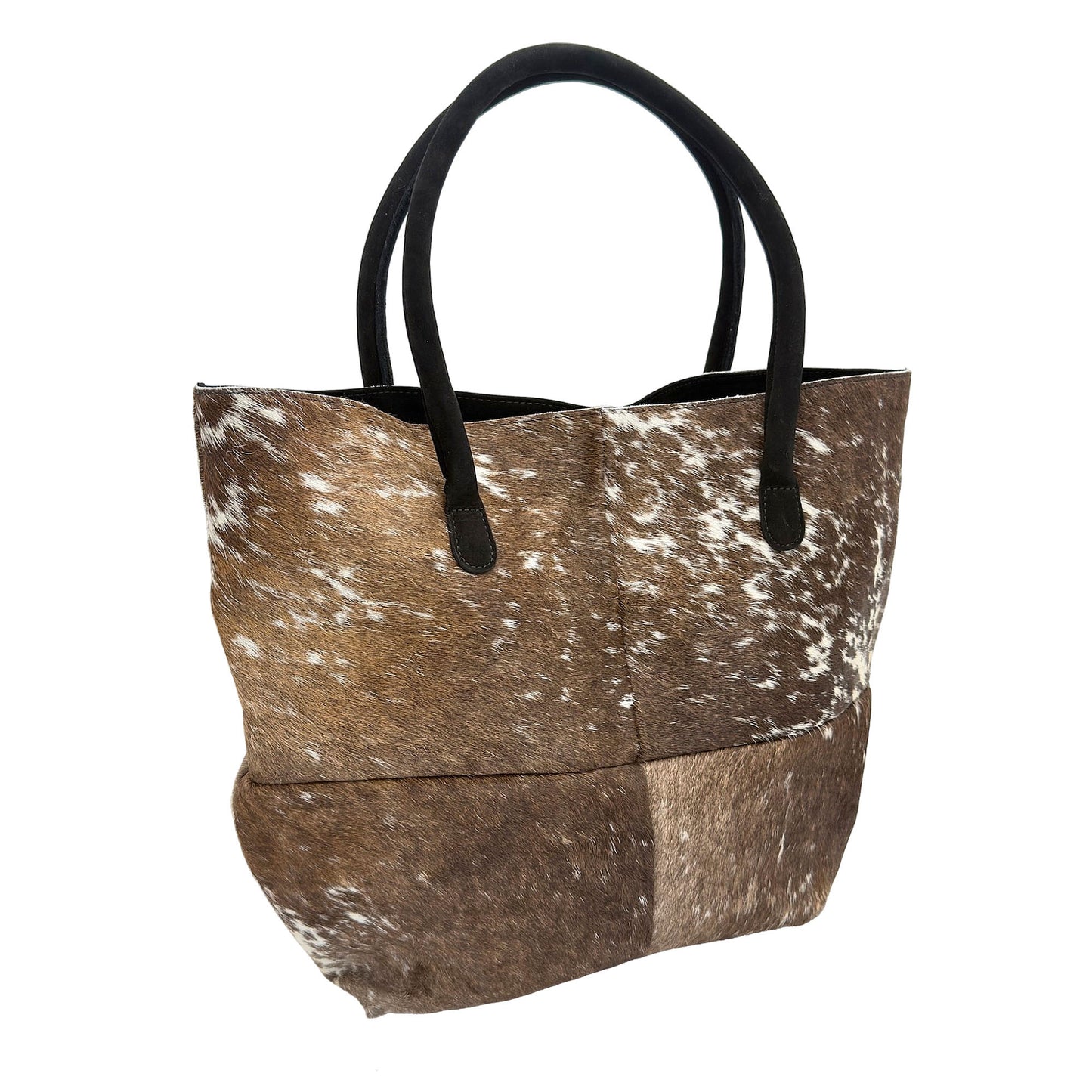 Cowhide Hair-On Tote Bag | Handcrafted Patchwork Solid Color Design – 15" x 19" Inches