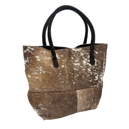 Cowhide Hair-On Tote Bag | Handcrafted Patchwork Solid Color Design – 15" x 19" Inches