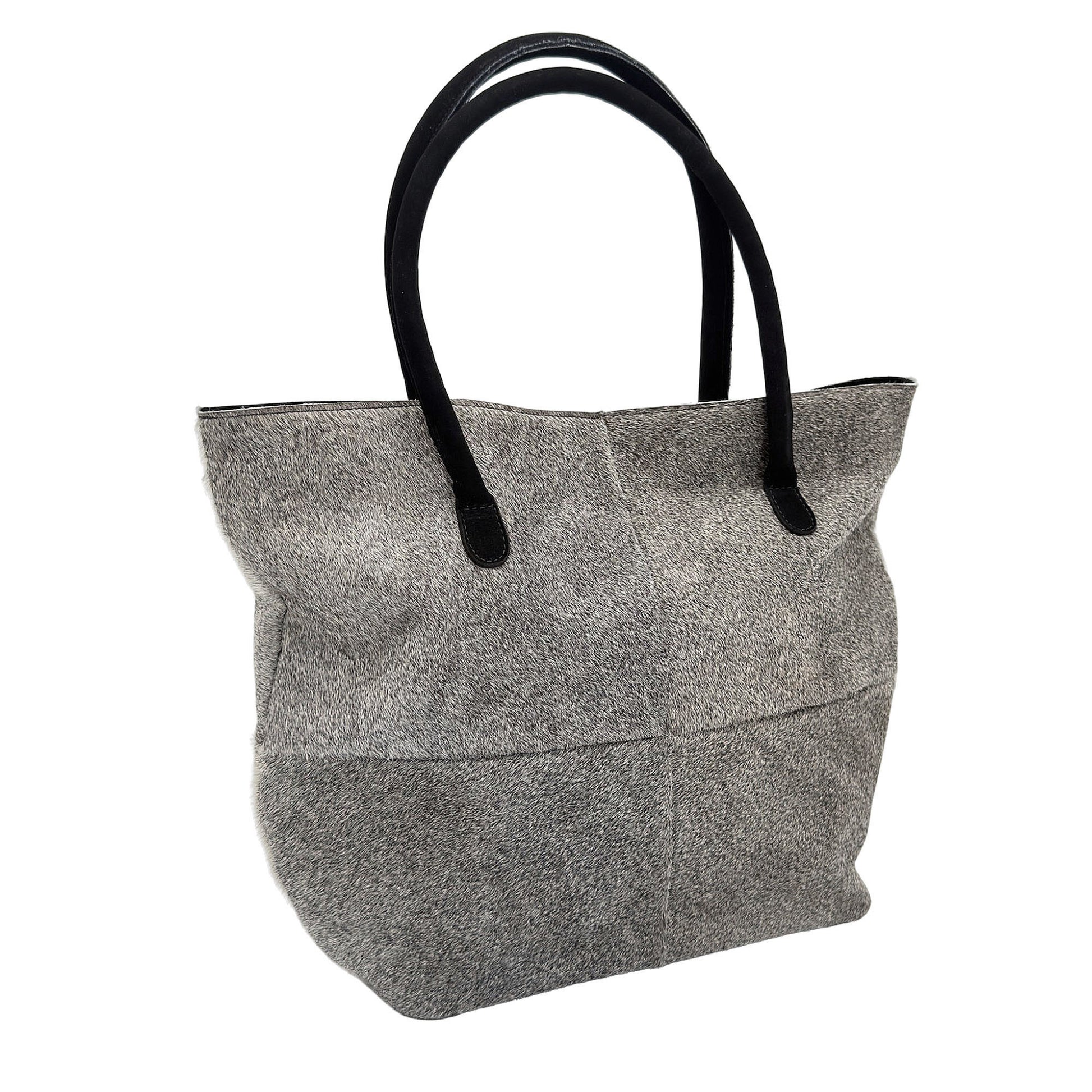 Cowhide Hair-On Tote Bag | Handcrafted Entire Piece Solid Color Design – 15" x 19" Inches