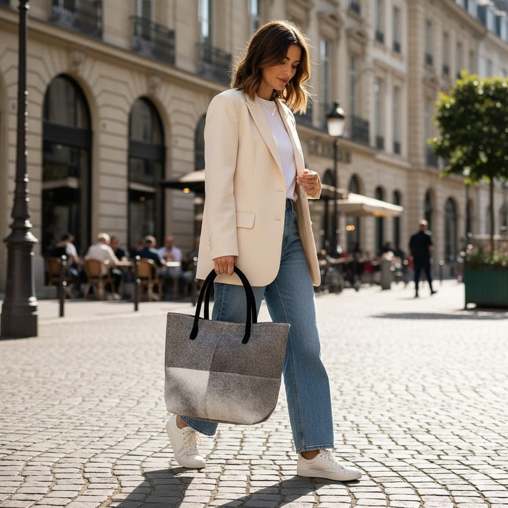 Cowhide Hair-On Tote Bag | Handcrafted Entire Piece Solid Color Design – 15" x 19" Inches