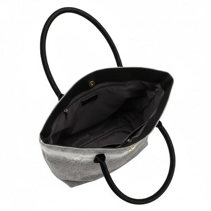Cowhide Hair-On Tote Bag | Handcrafted Entire Piece Solid Color Design – 15" x 19" Inches