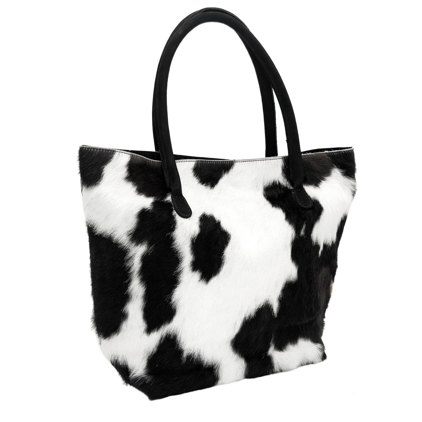 Cowhide Hair-On Tote Bag | Handcrafted Entire Piece Bi-Color Design – 15" x 19" Inches