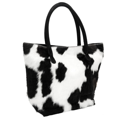 Cowhide Hair-On Tote Bag | Handcrafted Entire Piece Bi-Color Design – 15" x 19" Inches