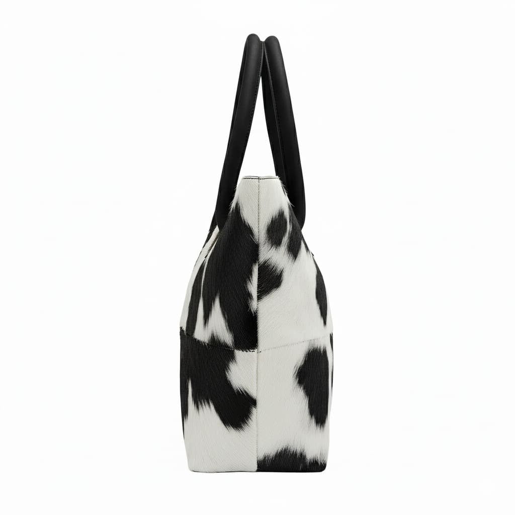 Cowhide Hair-On Tote Bag | Handcrafted Entire Piece Bi-Color Design – 15" x 19" Inches