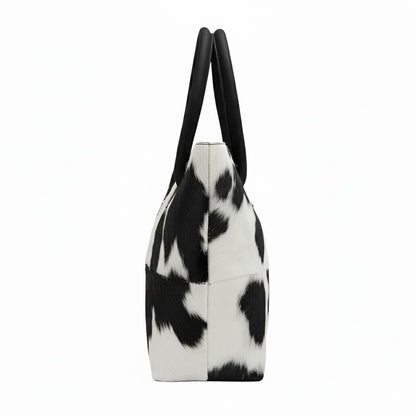 Cowhide Hair-On Tote Bag | Handcrafted Entire Piece Bi-Color Design – 15" x 19" Inches