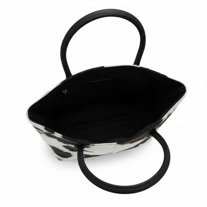 Cowhide Hair-On Tote Bag | Handcrafted Entire Piece Bi-Color Design – 15" x 19" Inches