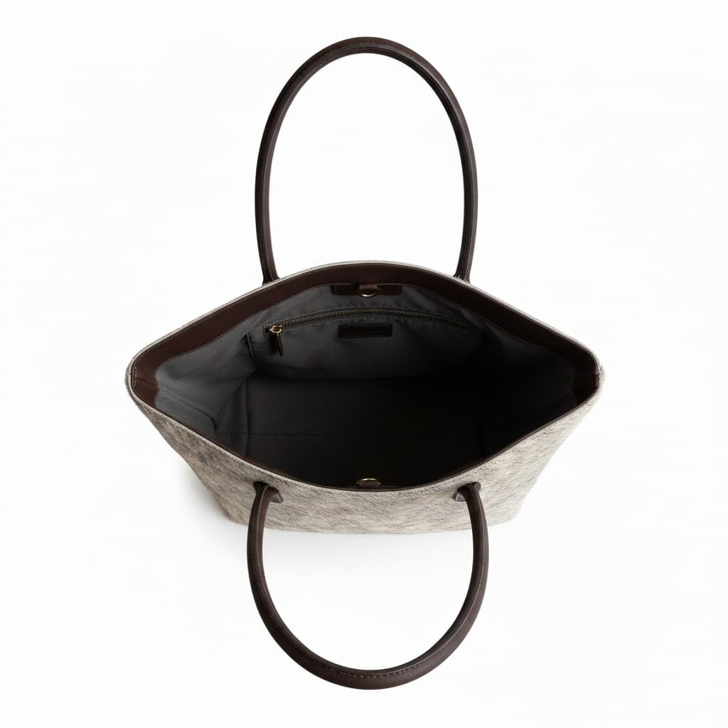 Cowhide Hair-On Tote Bag | Handcrafted Entire Piece Tri-Color Design – 15" x 19" Inches