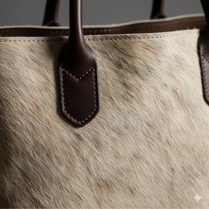 Cowhide Hair-On Tote Bag | Handcrafted Entire Piece Tri-Color Design – 15" x 19" Inches