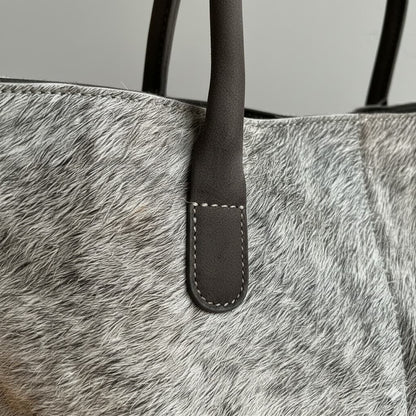Cowhide Hair-On Tote Bag | Handcrafted Entire Piece Tri-Color Design – 15" x 19" Inches