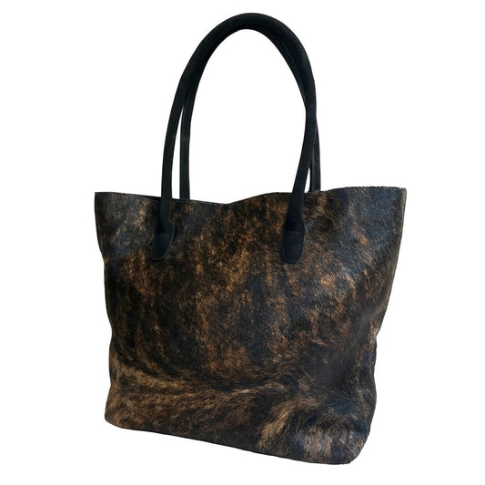 Cowhide Hair-On Tote Bag | Handcrafted Patchwork Speckled Design – 15" x 19" Inches