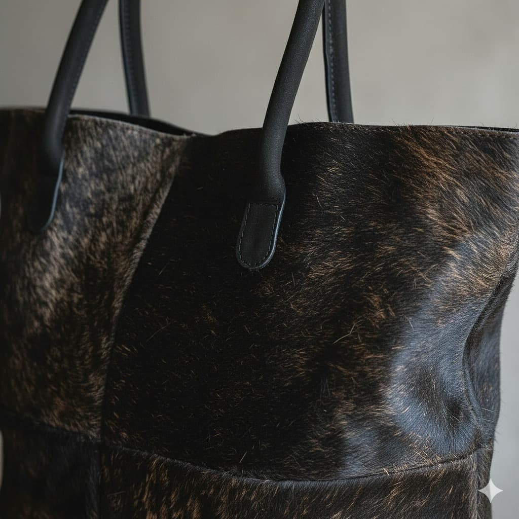 Cowhide Hair-On Tote Bag | Handcrafted Patchwork Speckled Design – 15" x 19" Inches