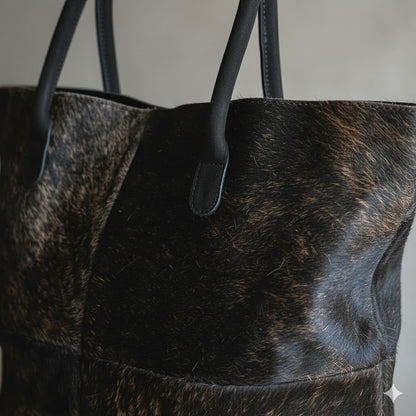Cowhide Hair-On Tote Bag | Handcrafted Patchwork Speckled Design – 15" x 19" Inches