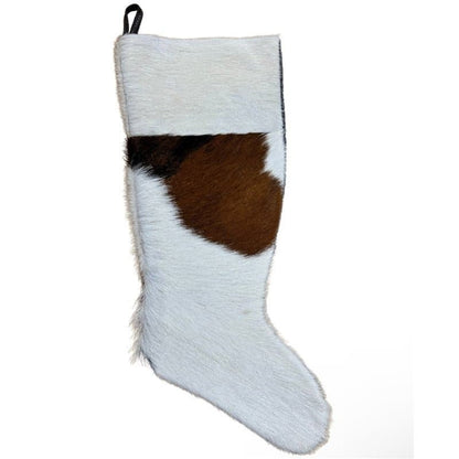 Cowhide Stocking - Rustic Holiday Decor - Large Natural Patterns