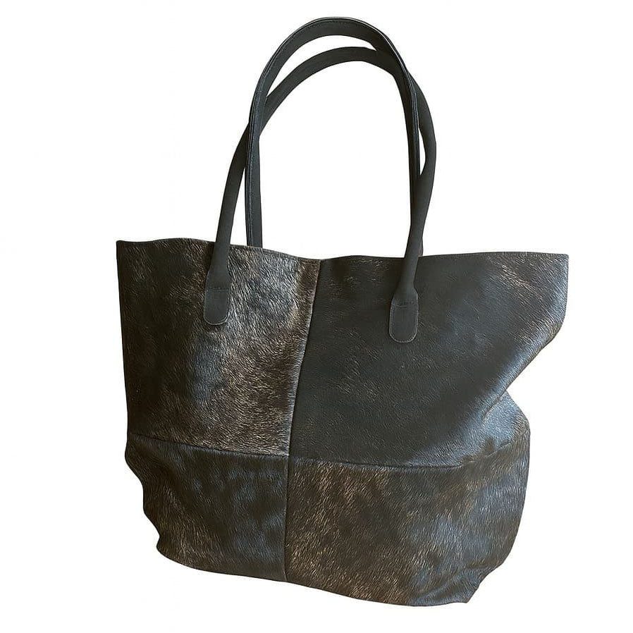 Cowhide Hair-On Tote Bag | Handcrafted Patchwork Speckled Design – 15" x 19" Inches