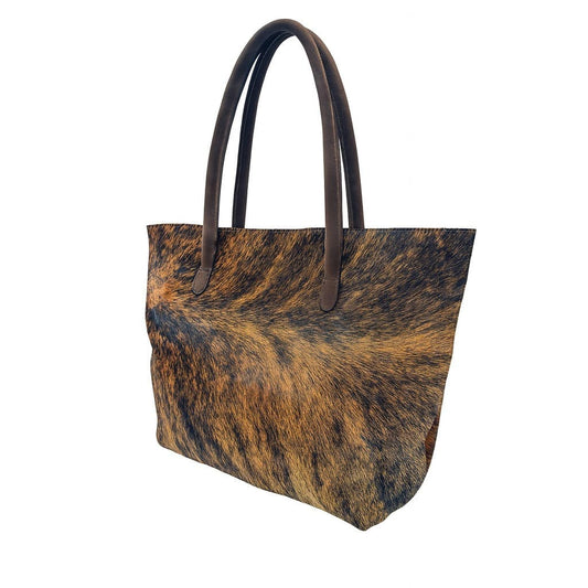 Cowhide Hair-On Tote Bag | Handcrafted Entire Piece Speckled Design – 15" x 19" Inches