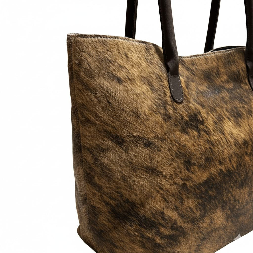 Cowhide Hair-On Tote Bag | Handcrafted Entire Piece Speckled Design – 15" x 19" Inches