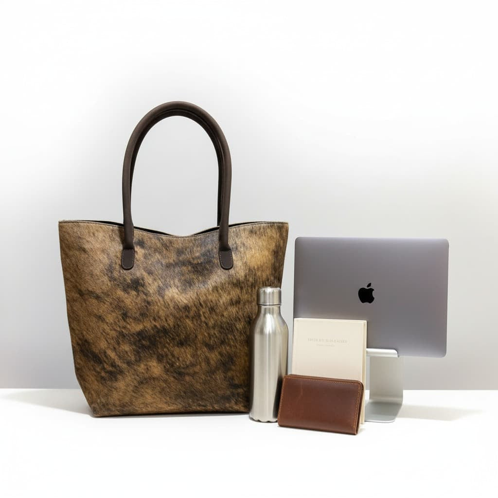 Cowhide Hair-On Tote Bag | Handcrafted Entire Piece Speckled Design – 15" x 19" Inches