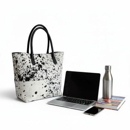 Cowhide Tote Bag | Exotic Black Speckled Hair-On – Patchwork