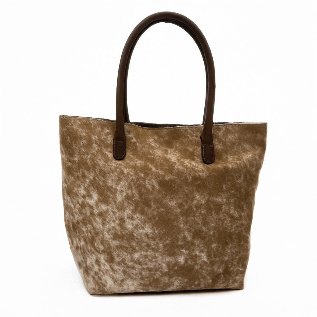 Cowhide Hair-On Tote Bag Exotic – 15" x 19" Inches | Brown Speckled - Full Hide or Patchwork