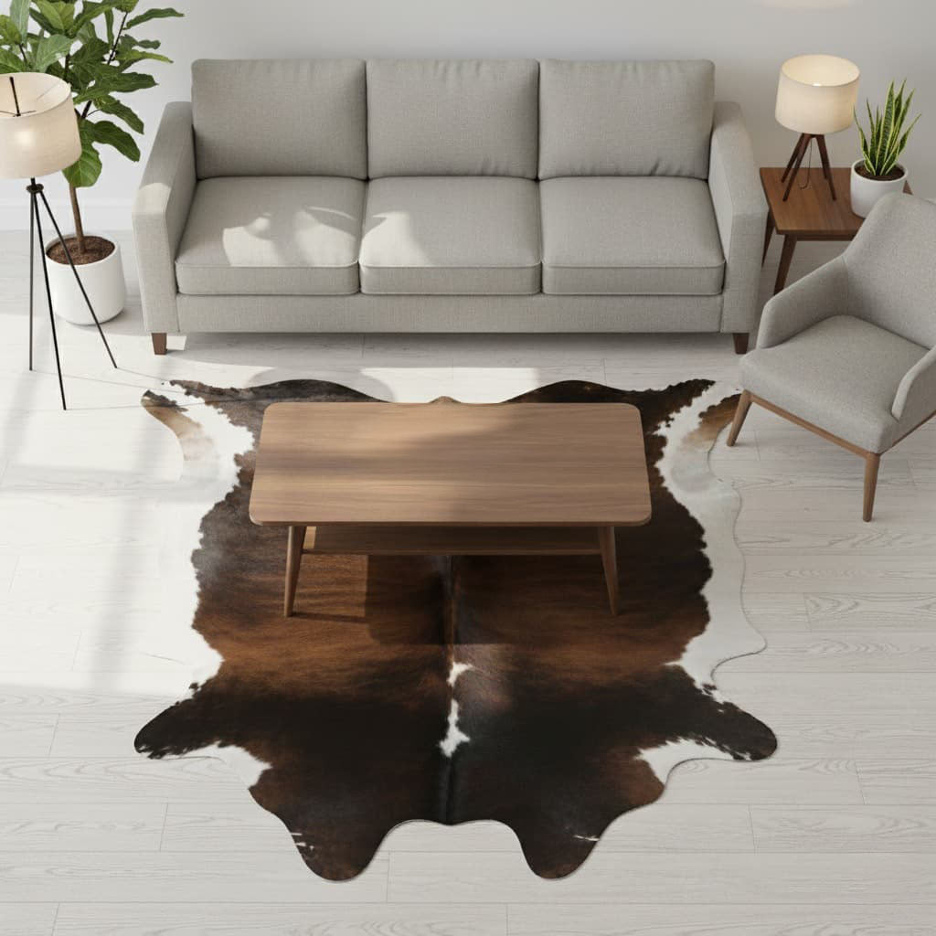 Cowhide Rug - Hair-On Tri-Color - Premium Quality - Versatile Home Decor - 6x8 ft