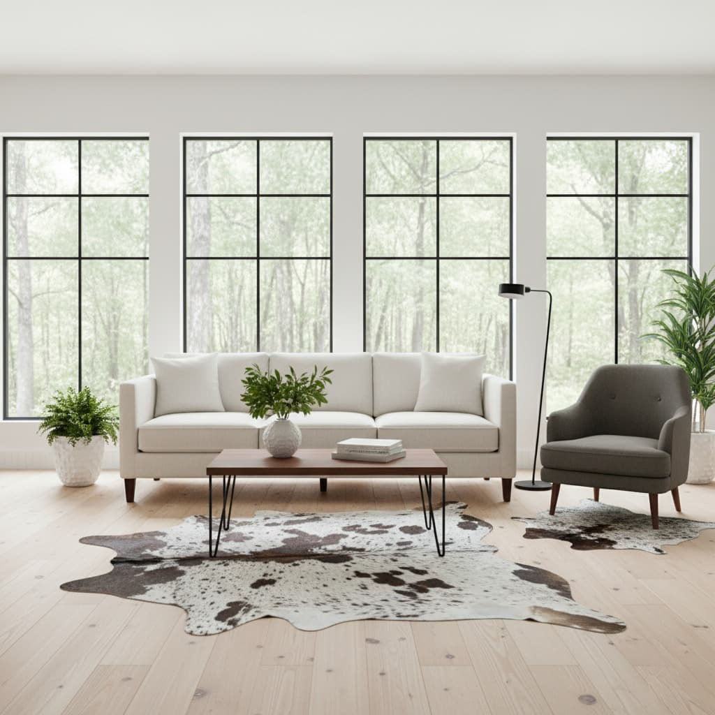 Cowhide Rug - Hair-On Tri-Color - Premium Quality - Versatile Home Decor - 6x8 ft